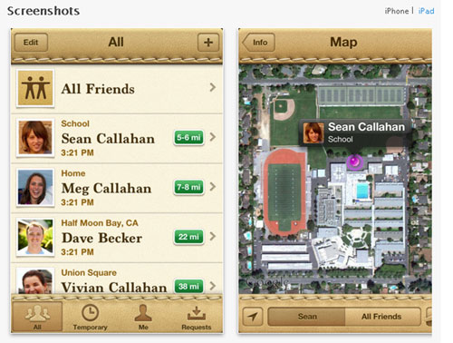 FINDING PEOPLE. The Find My Friends app for the iPhone allows people to share location data with friends. 