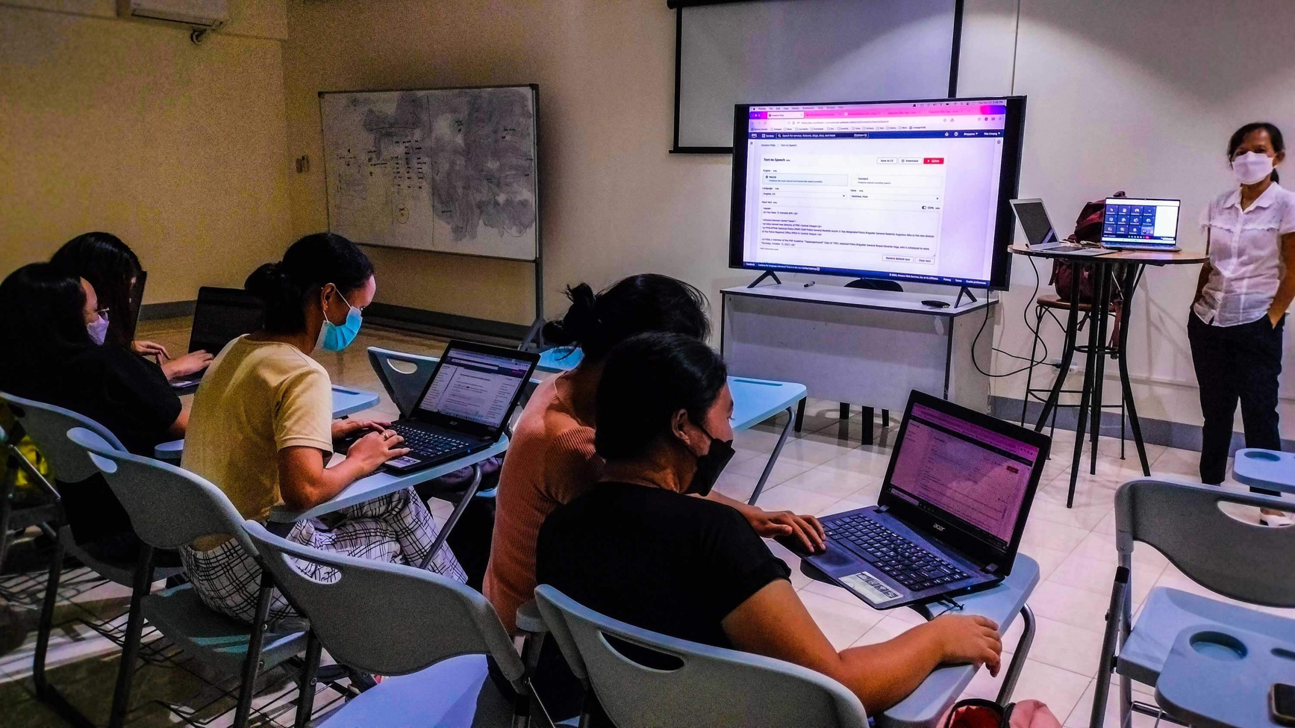 SSML. Students of New Media Platforms and Literacies with the College of Communication, Art and Design (CCAD) in UP Cebu use SSML and Amazon Polly to produce a news report.