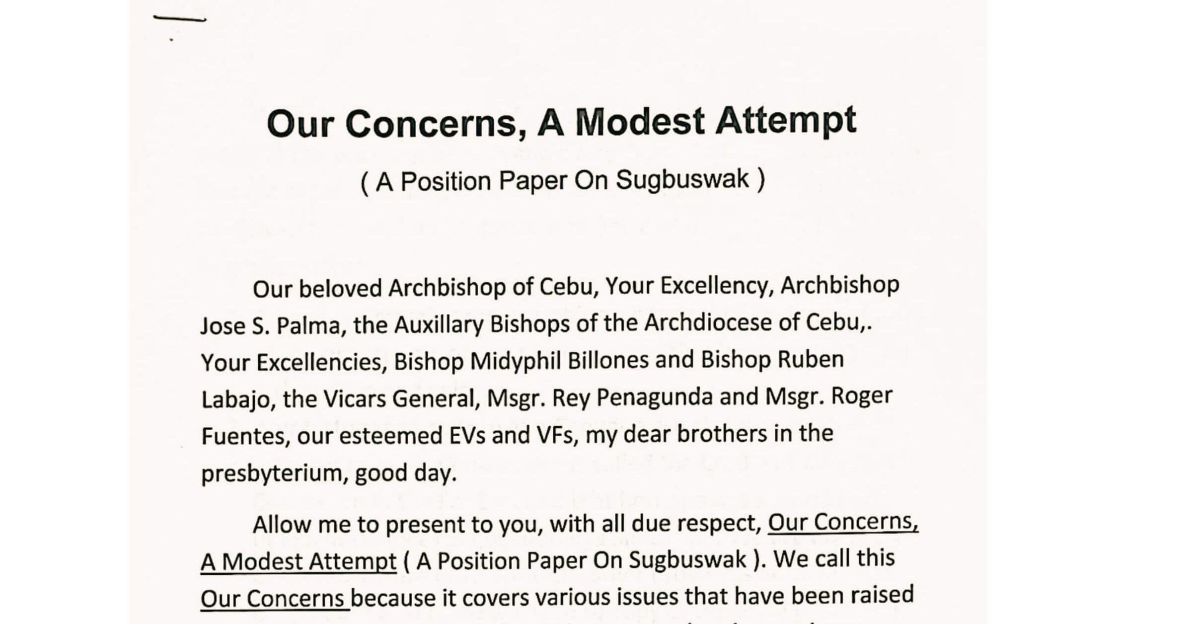 Study keeping the Archdiocese of Cebu as is, some priests say in a position paper