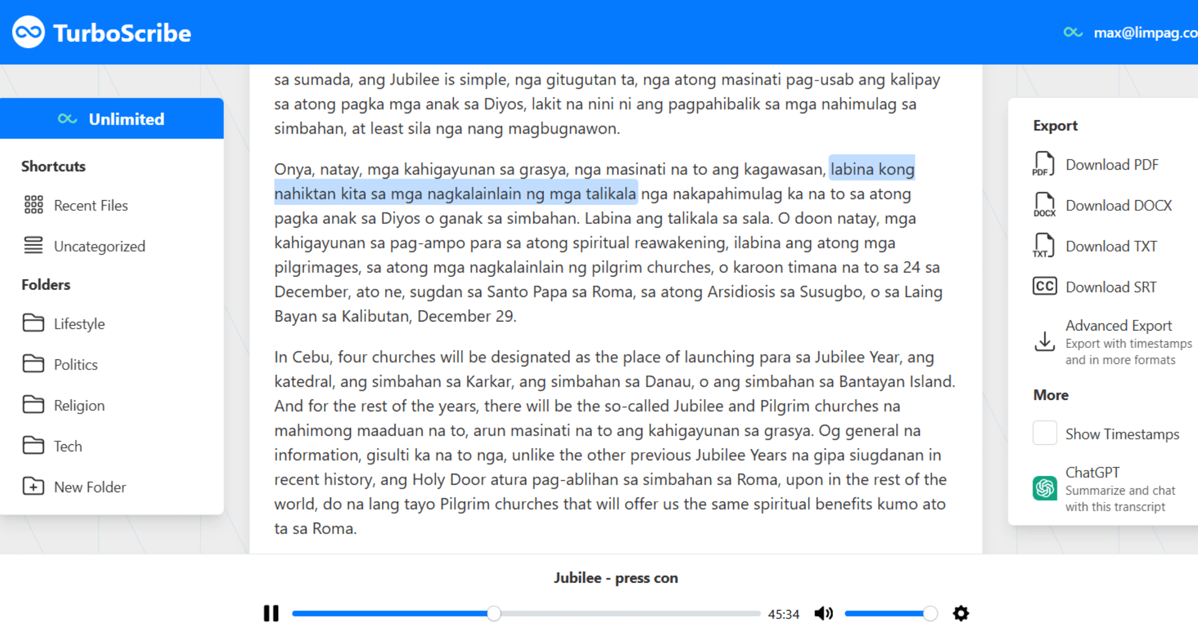 TurboScribe Vastly Improves Bisaya Transcription Leon Kilat The Tech TurboScribe Vastly Improves Bisaya Transcription Leon Kilat The Tech